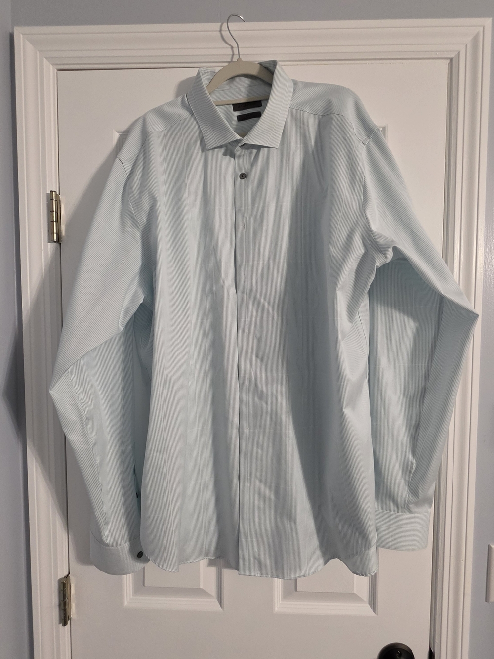 Calvin Klein Pale Blue Men's Dress Shirt, Patterned, Big & Tall